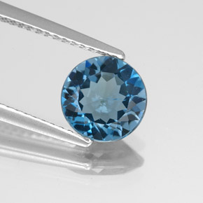 Topázio azul natural 1,75ct, corte redondo, SI