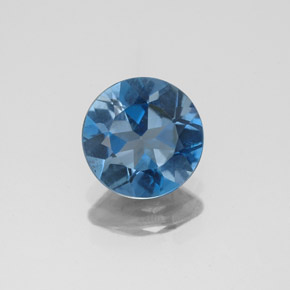 Topázio azul natural 1,85ct, corte redondo, VVS-VS