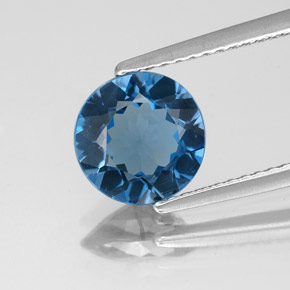 Topázio azul natural 1,80ct, corte redondo, VS