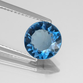 Topázio azul natural 1,80ct, corte redondo, VS