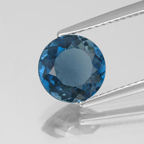Topázio azul natural 2,13ct, corte redondo, VVS