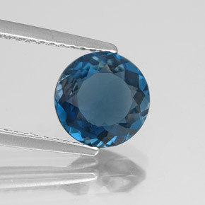 Topázio azul natural 2,13ct, corte redondo, VVS