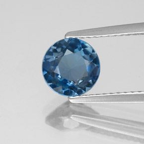 Topázio azul natural 1,43ct, corte redondo, VS-SI