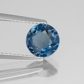 Topázio azul natural 1,43ct, corte redondo, VS-SI