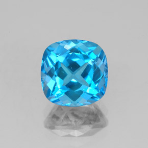 Topázio azul natural 2,99ct, almofada cortada, VVS-VS
