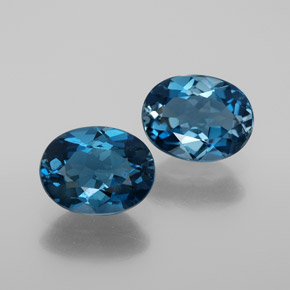 Pedras preciosas de topázio azul natural de  ct, corte oval, VS