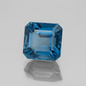 Topázio azul natural 3,34ct, corte esmeralda, SI
