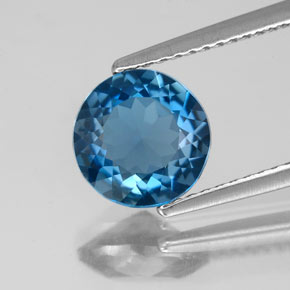 Topázio azul natural 1,97ct, corte redondo, VS