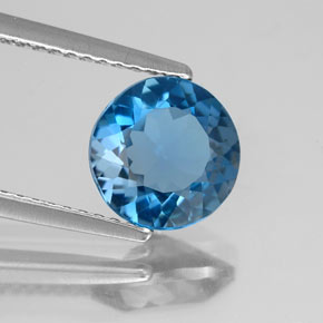 Topázio azul natural 1,97ct, corte redondo, VS