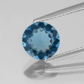 Topázio azul natural 1,92ct, corte redondo, VS-SI