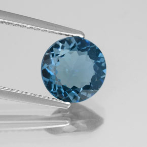 Topázio azul natural 1,92ct, corte redondo, VS-SI