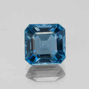 Topázio azul natural 3,10ct, corte esmeralda, VVS