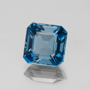 Topázio azul natural 3,10ct, corte esmeralda, VVS