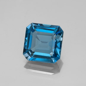 Topázio azul natural 2,97ct, corte esmeralda, VS-SI