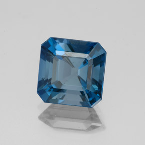 Topázio azul natural 2,86ct, corte esmeralda, VS-SI