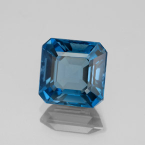 Topázio azul natural 3,03ct, corte esmeralda, VVS