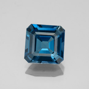 Topázio azul natural 2,62ct, corte esmeralda, VS