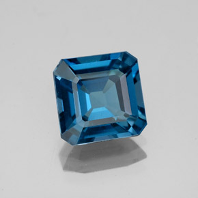 Topázio azul natural 2,62ct, corte esmeralda, VS