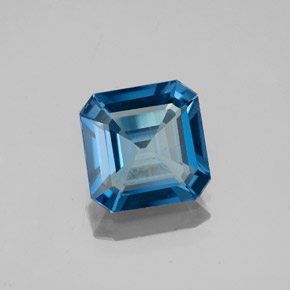 Topázio azul natural 2,06ct, corte esmeralda, VVS-VS
