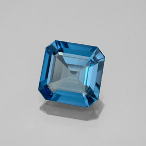 Topázio azul natural 2,06ct, corte esmeralda, VVS-VS