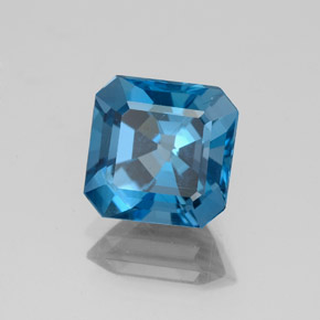 Topázio azul natural 2,85ct, corte esmeralda, VS-SI