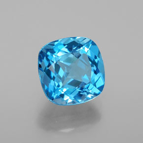 Topázio azul natural 2,77ct, almofada cortada, SI
