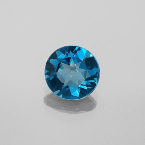 Topázio azul natural 1,66ct, corte redondo, VS