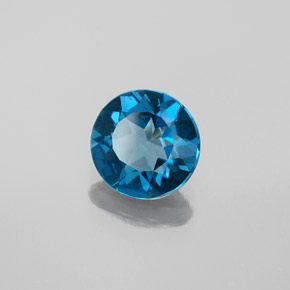 Topázio azul natural 1,66ct, corte redondo, VS