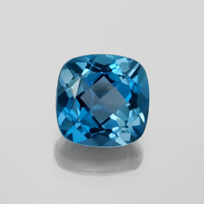 Topázio azul natural 3,68ct, almofada cortada, VVS