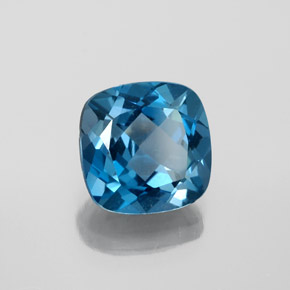 Topázio azul natural 3,68ct, almofada cortada, VVS