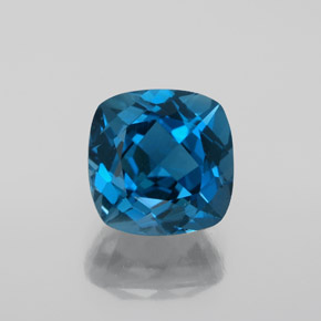 Topázio azul natural 4,45ct, almofada cortada, VVS