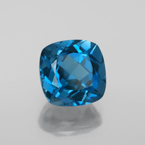 Topázio azul natural 4,45ct, almofada cortada, VVS