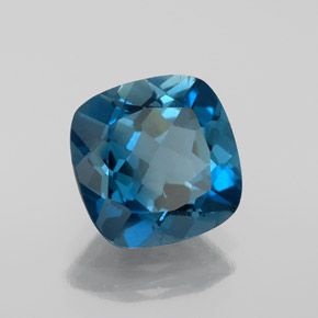 Topázio azul natural 3,33ct, almofada cortada, VS-SI