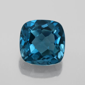 Topázio azul natural 3,66ct, almofada cortada, VVS