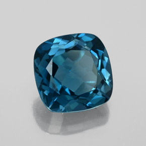 Topázio azul natural 3,66ct, almofada cortada, VVS