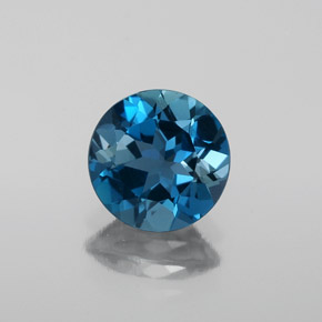 Topázio azul natural 1,79ct, corte redondo, VVS-VS