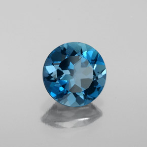 Topázio azul natural 1,79ct, corte redondo, VVS-VS