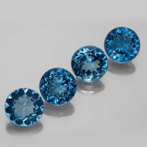 Pedras preciosas de topázio azul natural de  ct, corte redondo, VVS-VS