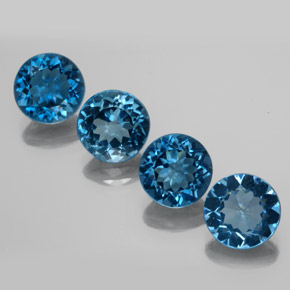 Pedras preciosas de topázio azul natural de  ct, corte redondo, VVS-VS
