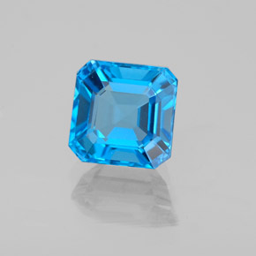 Topázio azul natural 2,23ct, corte esmeralda, VS
