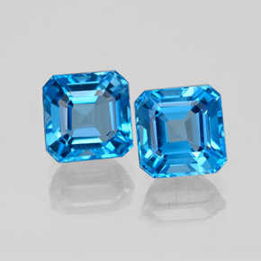 Pedras preciosas de topázio azul natural de  ct, corte esmeralda, VS