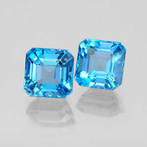 Pedras preciosas de topázio azul natural de  ct, corte esmeralda, VS