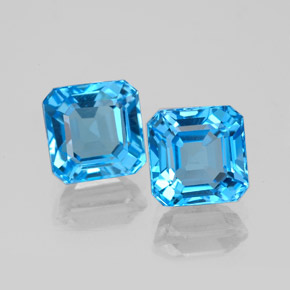 Pedras preciosas de topázio azul natural de  ct, corte esmeralda, VS