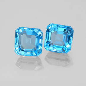 Pedras preciosas de topázio azul natural de  ct, corte esmeralda, VS