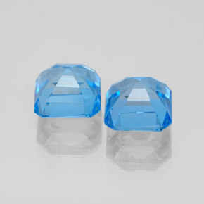 Pedras preciosas de topázio azul natural de  ct, corte esmeralda, VS