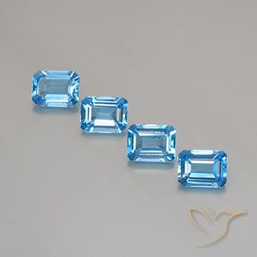 7.43ctw Natural Azul Suíço Topázio, Corte Esmeralda, VVS-VS