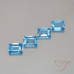 Pedras preciosas de Topázio Azul Suíço natural de 7.43 ct, Corte Octógono / Esmeralda, VVS-VS