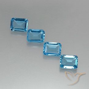 Pedras preciosas de Topázio Azul Suíço natural de 7.06 ct, Corte Octógono / Esmeralda, VS