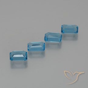 Pedras preciosas de Topázio Azul Suíço natural de 7.06 ct, Corte Octógono / Esmeralda, VS