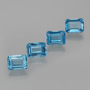 Pedras preciosas de topázio azul natural de 8,62 ct, corte esmeralda, VS